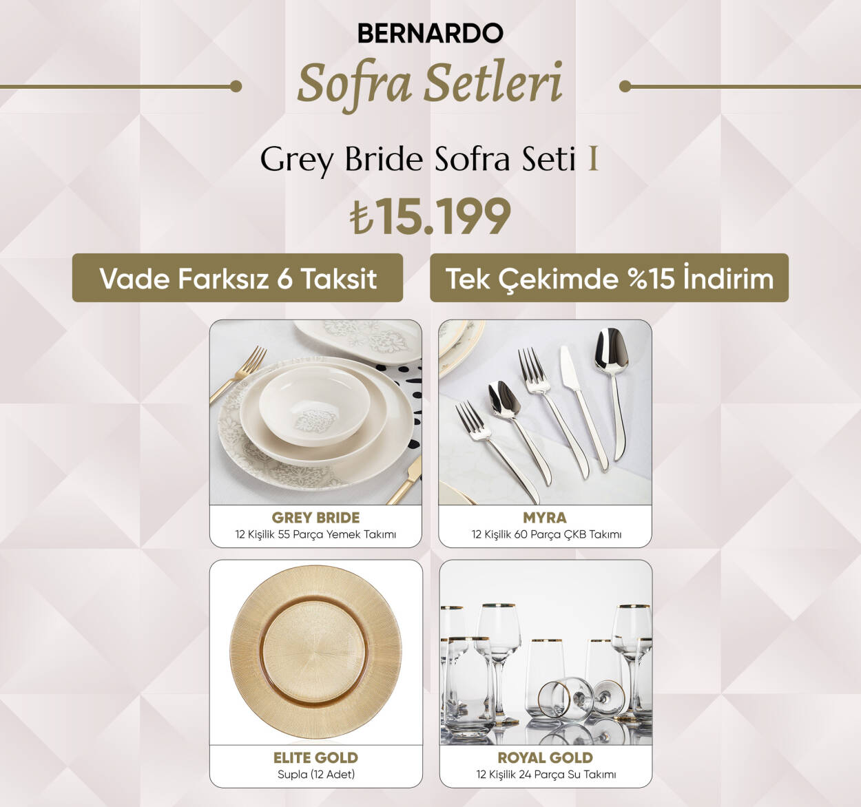Grey Bride Sofra Seti Gold - 1